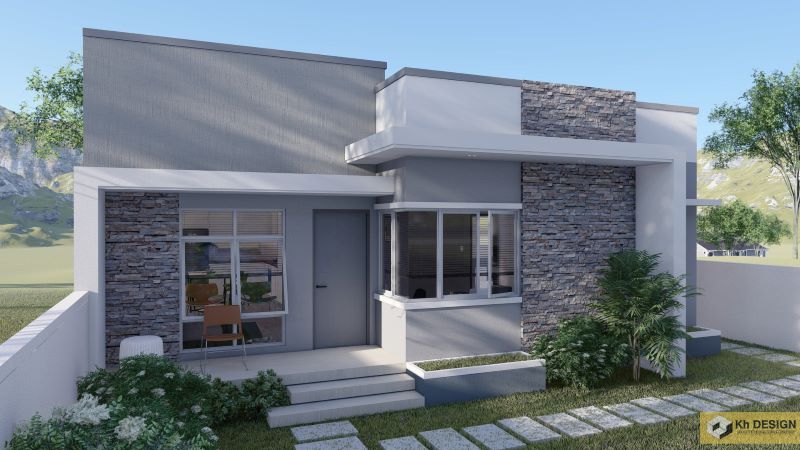 Picture of Contemporary Mountain House Plan with Stone Clad Walls 